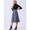 INSPIRE CHIC Women's Plaid High Elastic Waist Vintage Fall A-Line Midi Skirt - 3 of 4