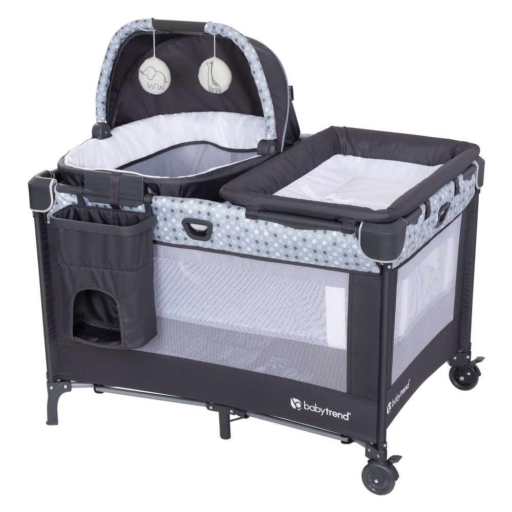 Photos - Bed Baby Trend Nursery Den Playard with Rocking Cradle - Pebble Stone 