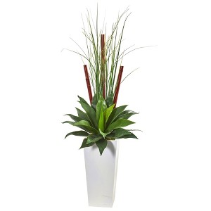 Nearly Natural 4.5-ft Giant Agave Succulent Artificial Plant in White Planter - 1 of 1