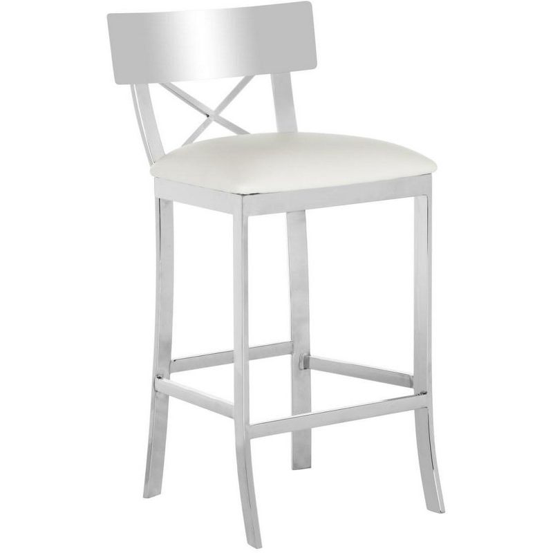 Zoey 35"H Stainless Steel Cross Back Counter Stool  - Safavieh, 3 of 10