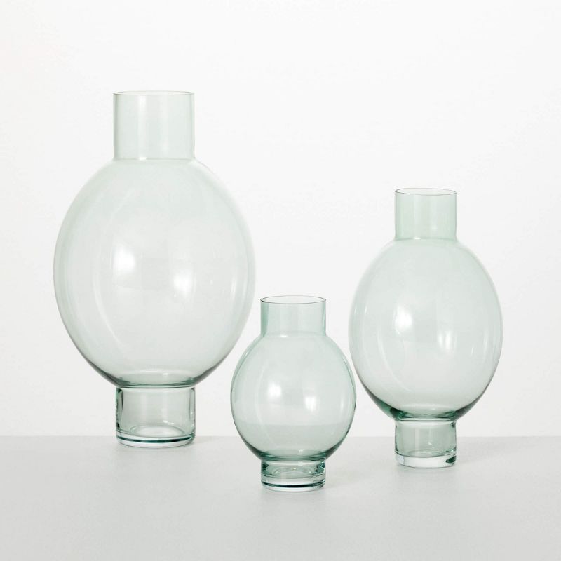 Sullivans 12", 9" & 6" Glass Hurricane Vase Set of 3, 1 of 4