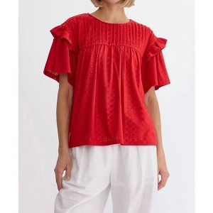 Women's Crochet Babydoll Top - entro - 1 of 3