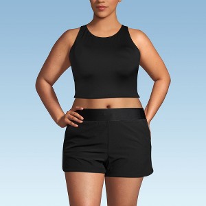 Lands' End Women's Chlorine Resistant High Neck Racerback Midkini Swimsuit Top - 1 of 3