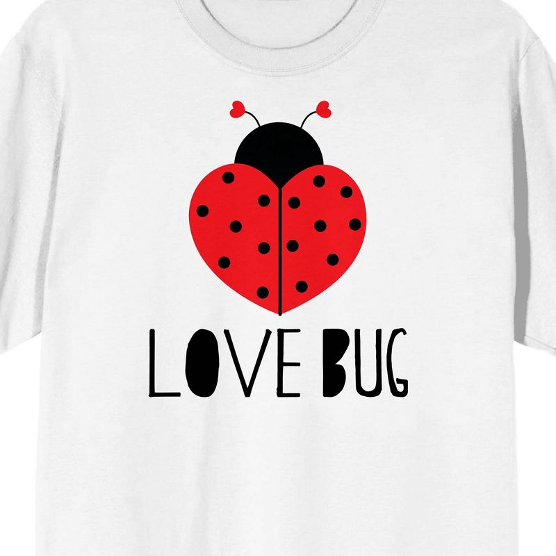 V Day Love Bug Crew Neck Short Sleeve Women's White T-shirt, 2 of 4