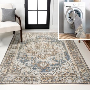 JONATHAN Y Keesha Bold Distressed Medallion Low-Pile Machine-Washable Area Rug - 1 of 4
