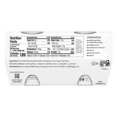 siggi's Icelandic Skyr Strawberry Non-Fat Yogurt - 5.3oz/4ct