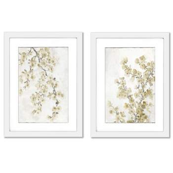 Americanflat Botanical Minimalist Neutral Cherry Blossoms By World Art Group Set Of 2 Framed Diptych Wall Art Set