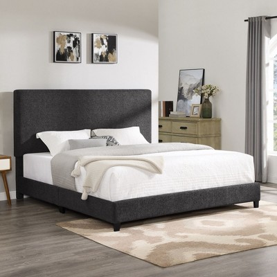 NicBex Modern Queen/King Upholstered Platform Bed Frame with Boucle Tufted Headboard,Solid Wood Slats Support,Box Spring Needed,Easy Assembly