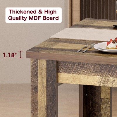 Rustic Brown Rectangular Wooden Dining Table for 6