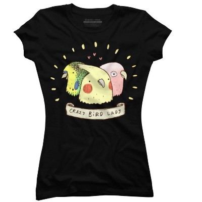 Junior's Design By Humans Crazy Bird Lady By SophieCorrigan T-Shirt
