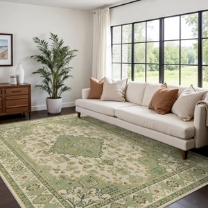 Abynow Medallion Diamond Faded Rustic Indoor Area Rug - 1 of 4