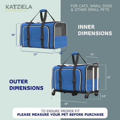 Small Blue and White Rolling Airline Approved Pet Carrier