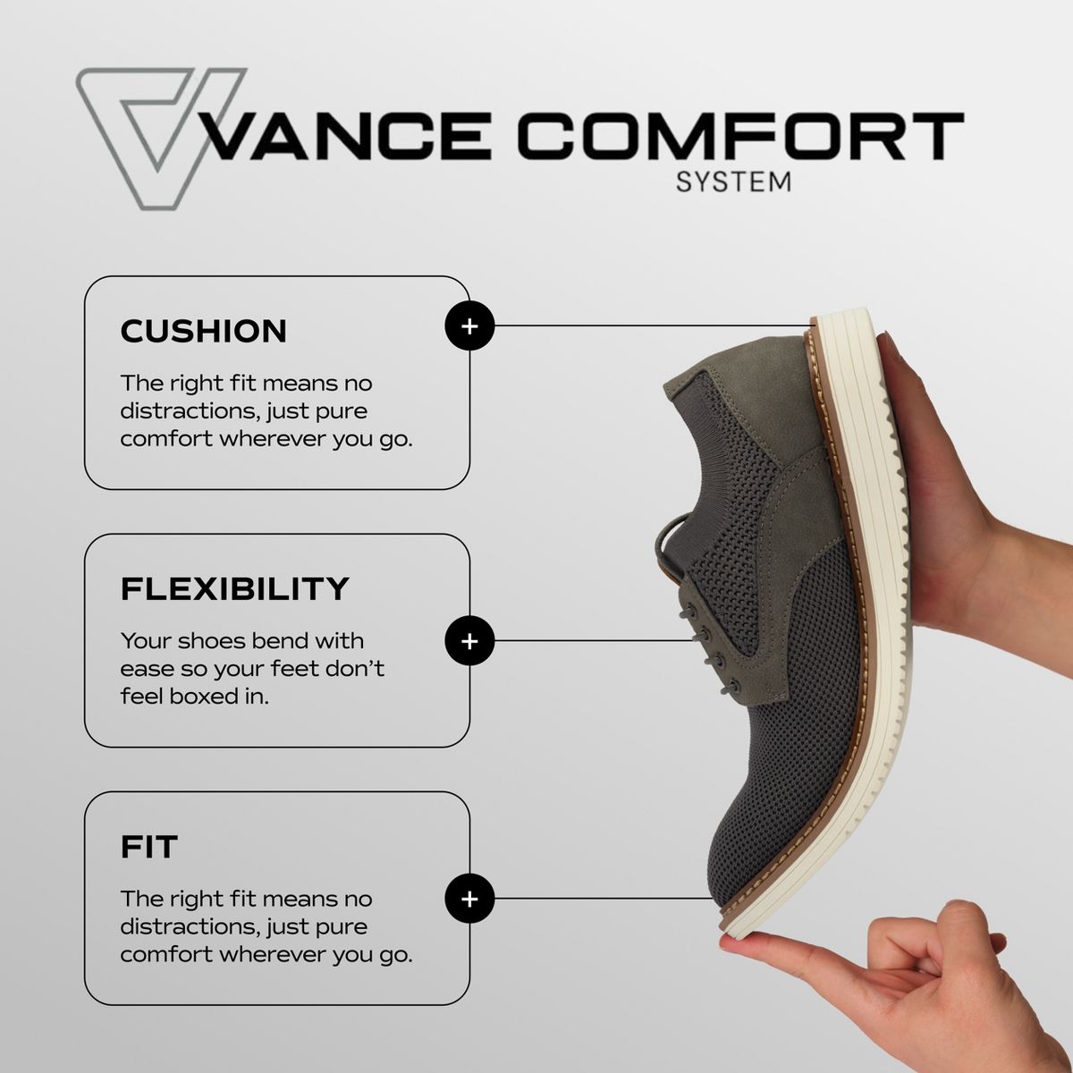 Vance Mens Cormac Medium and Wide Width Comfort Wingtip Oxford Dress Shoe - thumbnail 8