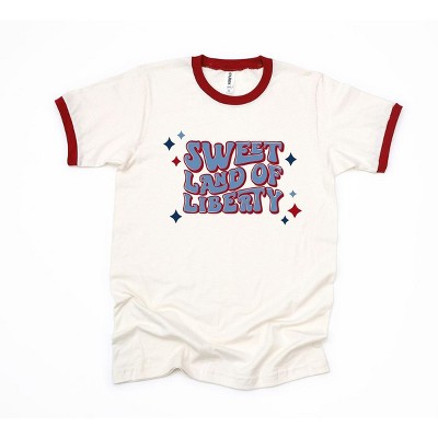 Simply Sage Market Women's Sweet Land of Liberty Retro Short Sleeve Ringer Tee
