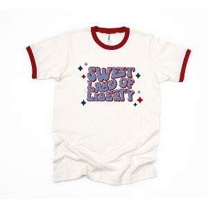 Simply Sage Market Women's Sweet Land of Liberty Retro Short Sleeve Ringer Tee - 1 of 3