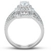Pompeii3 1 1/4 Ct Cushion Halo Split Band Halo Diamond Engagement Wedding Ring White Gold - 2 of 4
