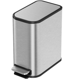Aoibox Small Bathroom Trash Can with Soft Close Lid, Step Pedal, Stainless Steel Garbage Can with Removable Inner Bucket for Bathroom, Bedroom - 1 of 4