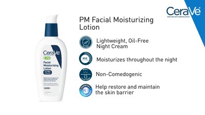 CeraVe PM Facial Moisturizing Lotion, Night Cream for All Skin Types, 2 of 27, play video