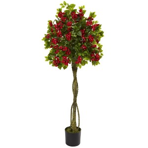 Nearly Natural 5’ Bougainvillea Artificial Topiary Tree - 1 of 1