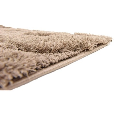 Brown Floral Shag Synthetic Rectangular Area Rug 5' x 8'