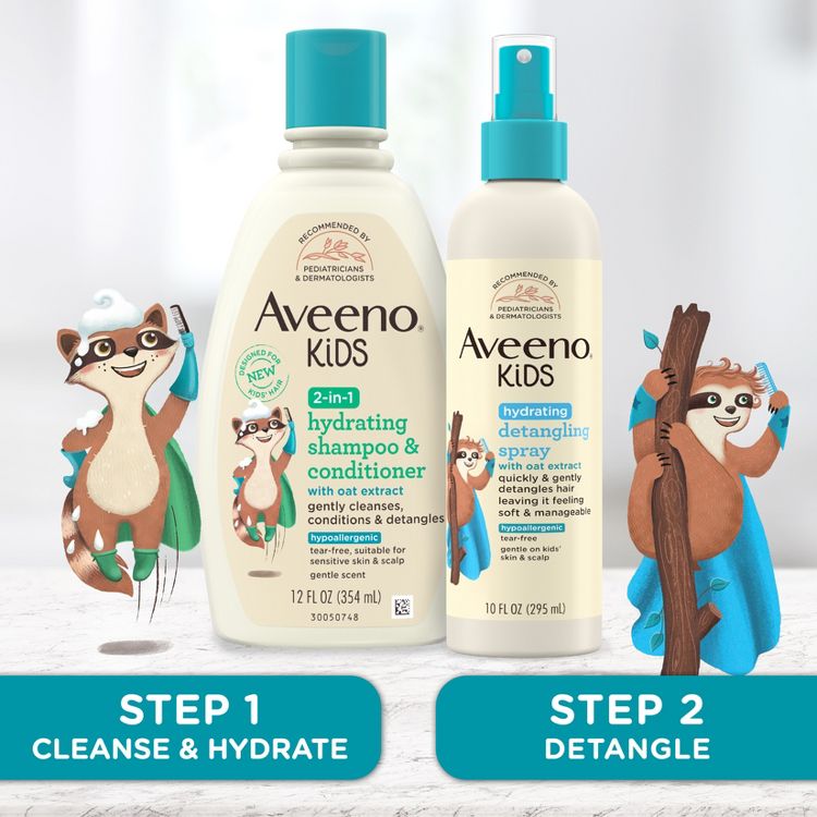 Aveeno Kids' 2-in-1 Hydrating Shampoo & Conditioner, Gently Cleanses, Conditions & Detangles Kids Hair - 12 fl oz, 6 of 9
