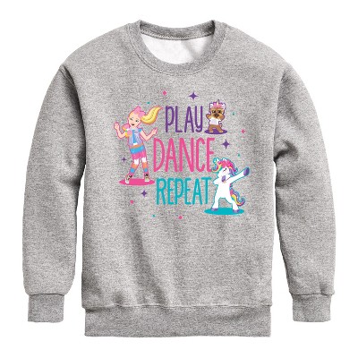 JoJo Siwa Play Dance Repeat Graphic Long Sleeve Fleece Sweatshirt - Athletic Heather - 3T