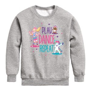 JoJo Siwa Play Dance Repeat Graphic Long Sleeve Fleece Sweatshirt - Athletic Heather - 3T - 1 of 3