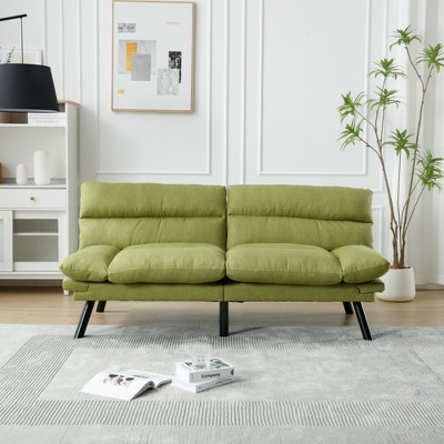 Teddy Velvet Convertible sofa couch, Folding Futon Couch Sofa Bed, with Metal Legs for Living Room, for Compact Living Space,Dorm,Apartment,Bedroom