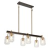 LNC Erharting Modern Farmhouse Linear Kitchen Island Pendant Light with Ripple Glass Jar Shades, Polished Gold and Black, 3/5/6/8 Light - 2 of 4