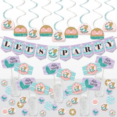 Big Dot of Happiness Let's Be Mermaids - Baby Shower or Birthday Party  Supplies Decoration Kit - Decor Galore Party Pack - 51 Pieces