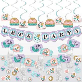 Big Dot of Happiness Let's Be Mermaids - Baby Shower or Birthday Party Supplies Decoration Kit - Decor Galore Party Pack - 51 Pieces