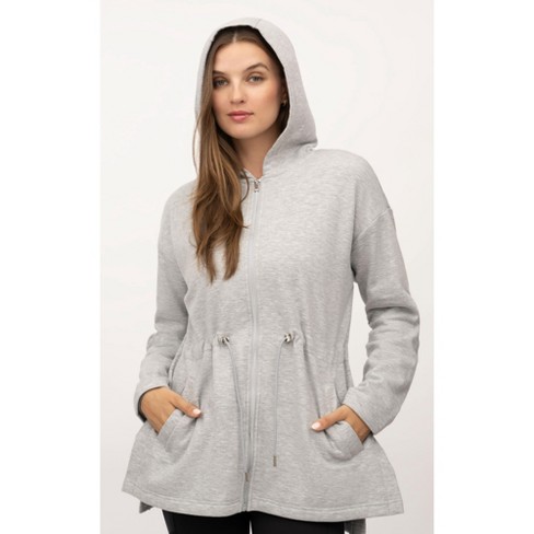 Yogalicious Womens Long Sleeve Full Zip Up Hoodie Jacket - White