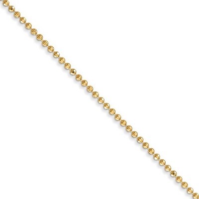 Black Bow Jewelry 1.2mm, 14k Yellow Gold, Diamond Cut Hollow Bead Chain Necklace