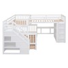 NicBex Twin-Twin over Full Loft Bed Triple Pine Bed Frame with Wardrobe, Drawers, Storage Stairs and Guardrail, No Box Spring Required - 3 of 4