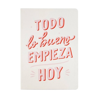 Eccolo 256pg Ruled Journal 8.13"x6" Todo Lo Bueno Empieza Hoy: Cute Hard Cover Notebook for All Ages, Pink