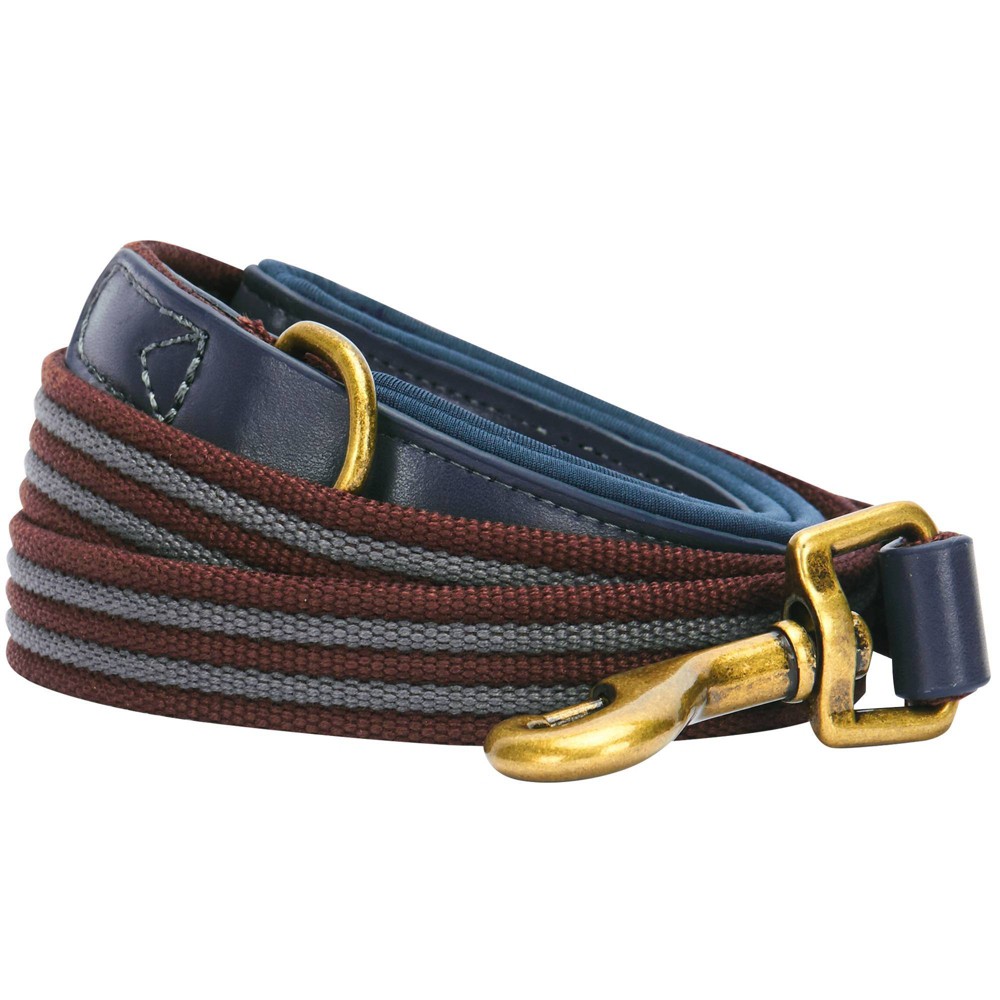 Blueberry Pet Polyester and Leather Dog Leash - 6ft x 1" - Noir Gray and Burgundy