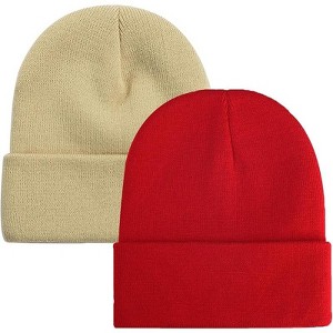 MSDC 1&2 Pack Beanie for Men Women Slouchy Beanie Hats Winter Knit Caps Soft Ski Hat Unisex - 1 of 4