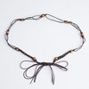 Anna-Kaci Women's Braided Cord Waist Belt with Wooden Bead Accents and Adjustable Tie 67x1.7 in - Black - 3 of 4
