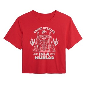 Women's - Jurassic Park - Isla Nublar Grand Opening Cropped Graphic T-Shirt - 1 of 4