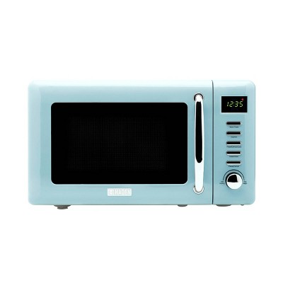 Retro Microwave Oven, SIMOE Small Countertop Microwave 0.7 cu. ft. 700W  with 8 Preset Cooking Options (White)