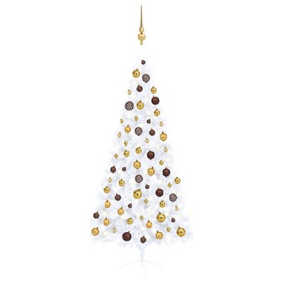 Vidaxl Artificial Half Christmas Tree With Led Lights And Ball Set ...