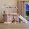 Twin Size Loft Bed with Slide, Curtain Set, and Pennant Banner Flag - 2 of 4