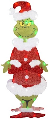 Grinch Holiday Flat tastics Lighted KD A Frame Grinch 36" Dr.Seuss (Classic White), Multi