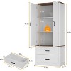 Coucheta 66'' Farmhouse Kitchen Pantry with Barn Door, 2-Drawer Storage Cabinet with Adjustable Shelves for Living Room, Bathroom, Office - 2 of 4