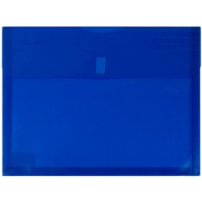 JAM Paper 12pk Plastic Expansion Envelopes with Hook & Loop Closure - Letter Booklet - 9 3/4 x 13 - Blue