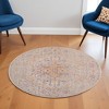 6' Ivory And Yellow Oriental Distressed Round Rug - 2 of 4