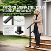 VEVOR Outdoor Handrails for Steps, 2-3 Step Stair Rail Kit, Black Square Tube with Horizontal Bar, Carbon Steel Support Rails for Seniors, Black - 3 of 4