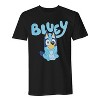 Seven Times Six Bluey T-Shirt Adult Men's Dog Sitting Criss Cross Applesauce Graphic Tee Black - 3 of 4