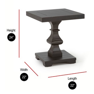 Dory Black Solid Wood Square End Table with Pedestal Base