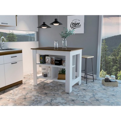 NicBex Mobile Kitchen Island Cart Morden Kitchen Carts with Storage, 3 Shelves and Spacious Top Surface for Kitchen